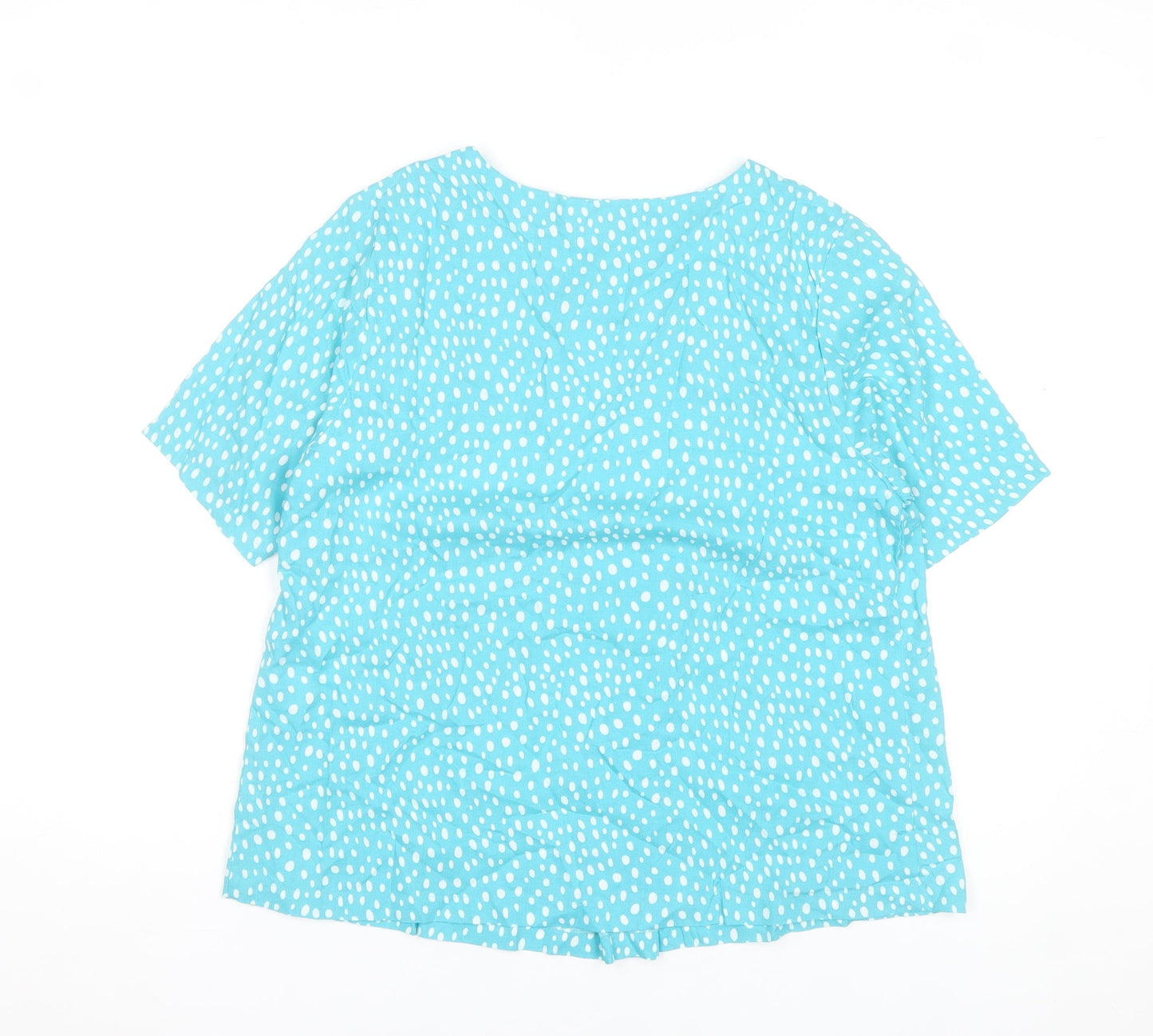 Jessica Graaf Women’s Blue Polka Dot Short Sleeve V-Neck Blouse Size S