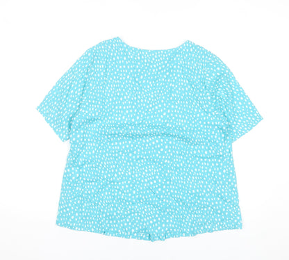 Jessica Graaf Women’s Blue Polka Dot Short Sleeve V-Neck Blouse Size S