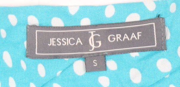 Jessica Graaf Women’s Blue Polka Dot Short Sleeve V-Neck Blouse Size S