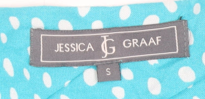 Jessica Graaf Women’s Blue Polka Dot Short Sleeve V-Neck Blouse Size S