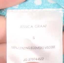 Jessica Graaf Women’s Blue Polka Dot Short Sleeve V-Neck Blouse Size S