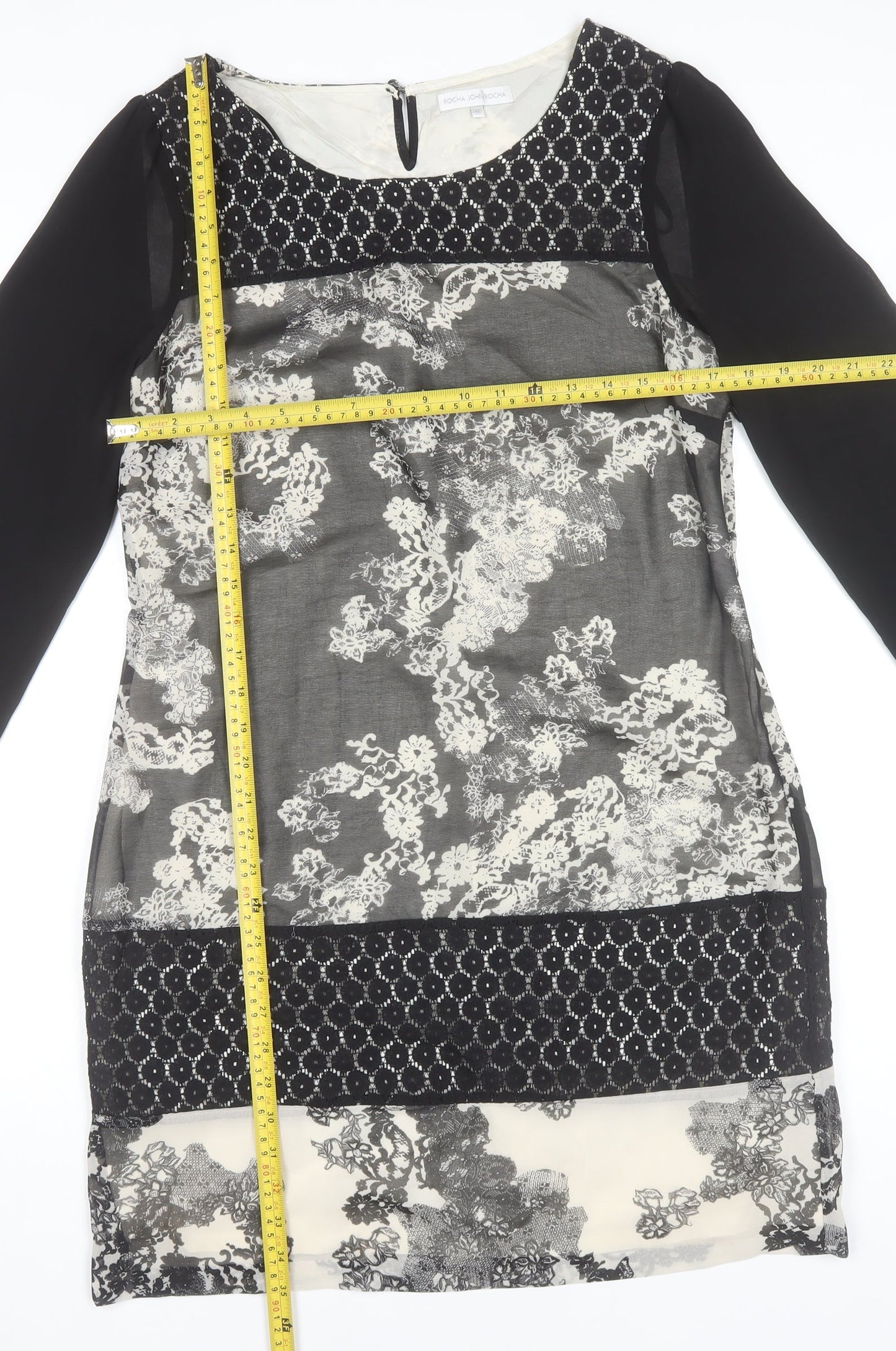 Rocha John Rocha Women Black Floral Lace Shift Dress Size 12