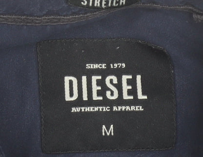 Diesel Men's Blue Regular Fit Short Sleeve Button-Up Shirt Size M