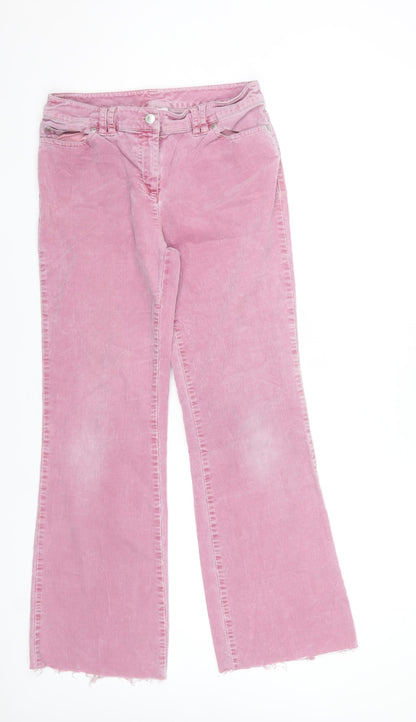 Next Womens Pink Corduroy Flared Trousers UK 8 Regular
