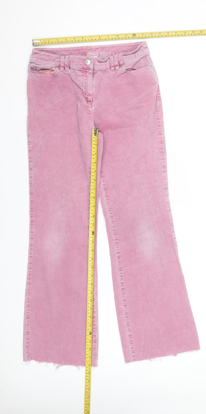 Next Womens Pink Corduroy Flared Trousers UK 8 Regular