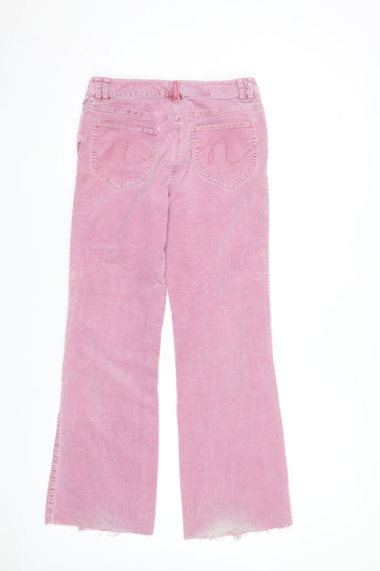 Next Womens Pink Corduroy Flared Trousers UK 8 Regular