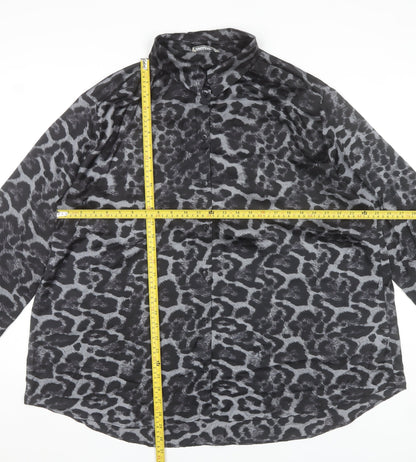 Gallery Women's Black Animal Print Long Sleeve Blouse Size 20