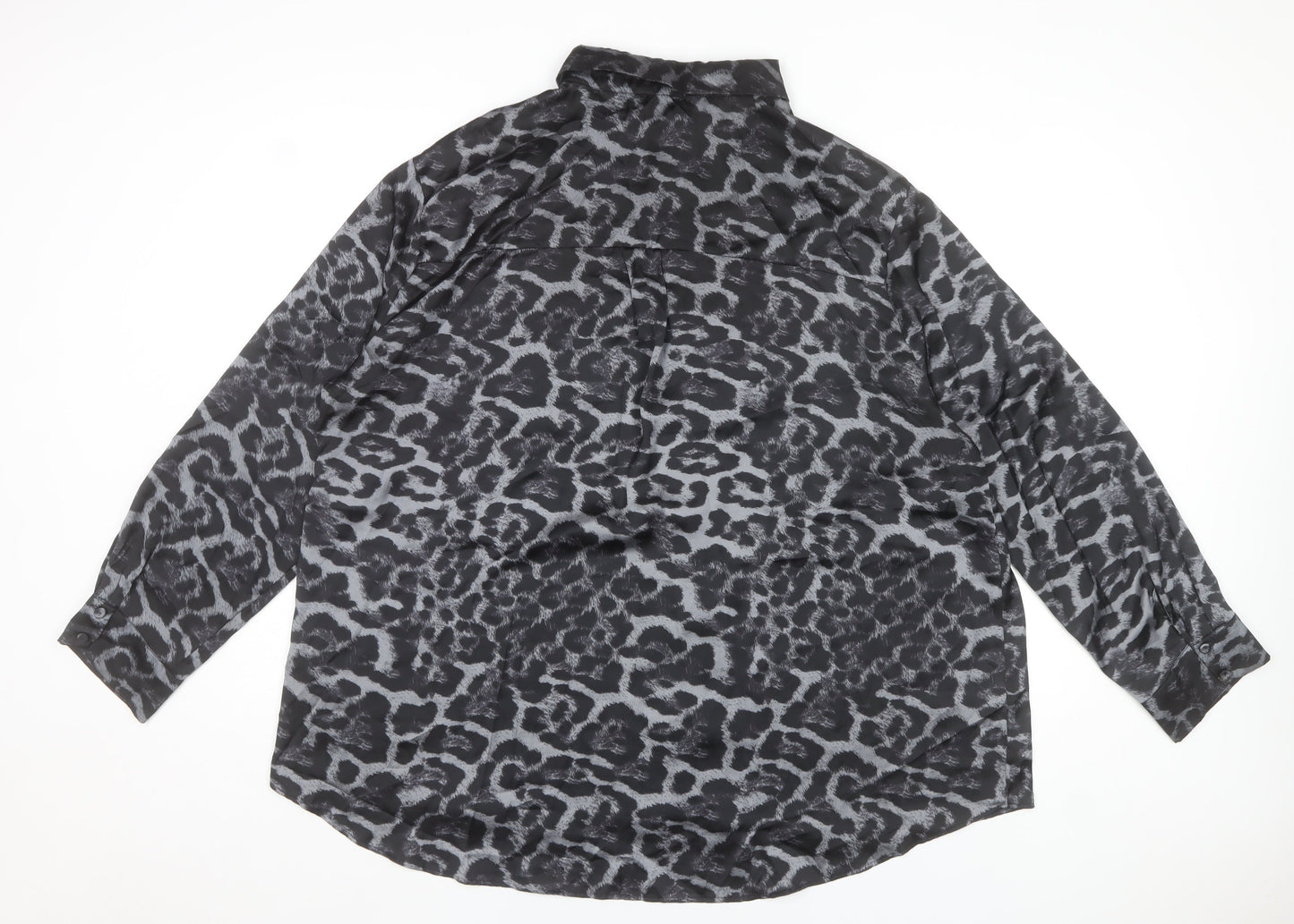 Gallery Women's Black Animal Print Long Sleeve Blouse Size 20