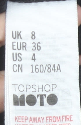 Topshop Women Black Corduroy Pinafore Dress Size 8 Sleeveless Button Front