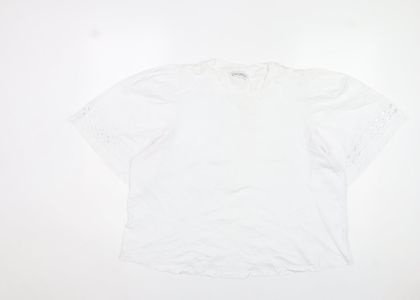 Gallery Womens White Cotton Short Sleeve Blouse XL