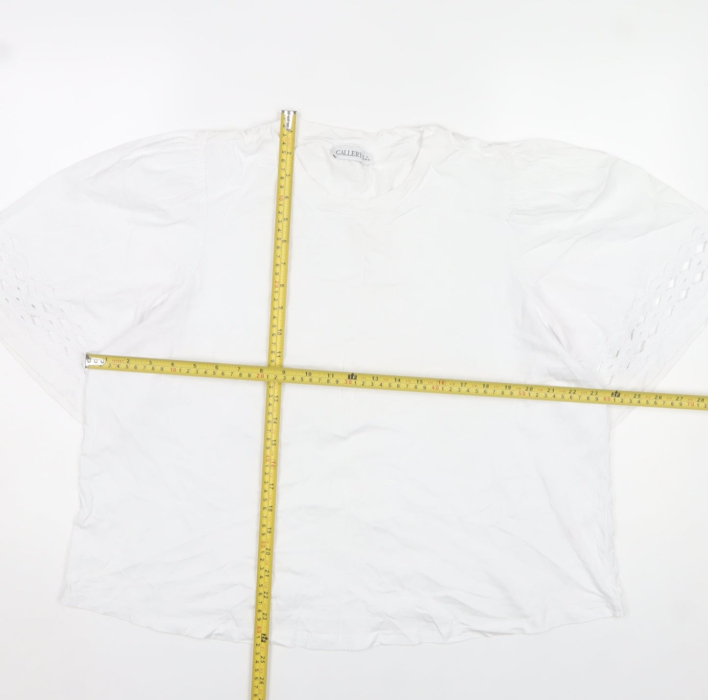 Gallery Womens White Cotton Short Sleeve Blouse XL