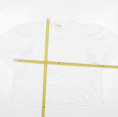 Gallery Womens White Cotton Short Sleeve Blouse XL