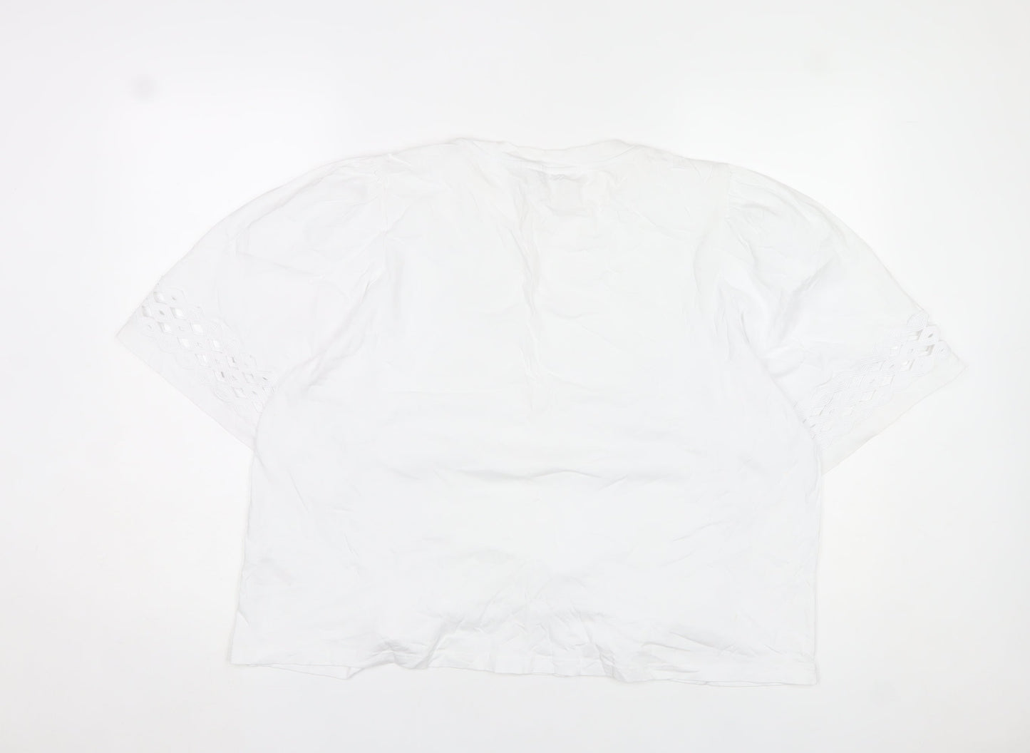 Gallery Womens White Cotton Short Sleeve Blouse XL