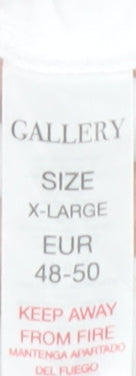 Gallery Womens White Cotton Short Sleeve Blouse XL