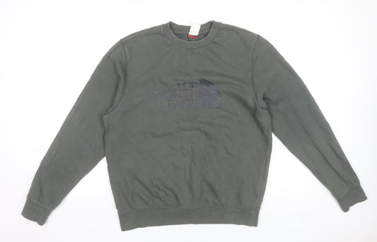 The North Face Men's Green Cotton Crew Neck Sweatshirt M