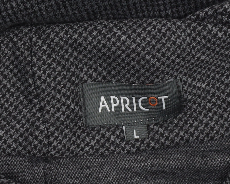 Apricot Women Grey Houndstooth Shift Dress L Short Sleeve Cowl Neck