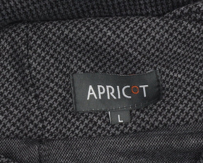 Apricot Women Grey Houndstooth Shift Dress L Short Sleeve Cowl Neck