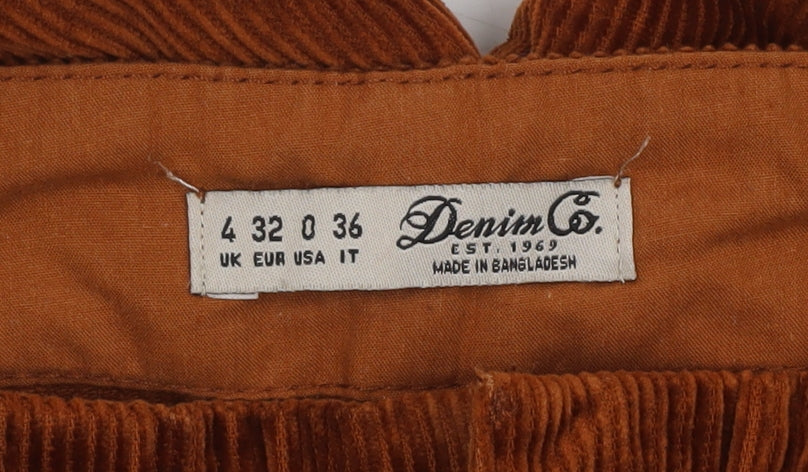 Denim Co. Womens Brown Corduroy Paperbag Wide-Leg Trousers Size 4