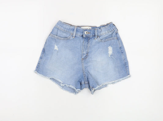 Abercrombie Kids Blue Denim Distressed Mom Shorts Girls 13-14 Years