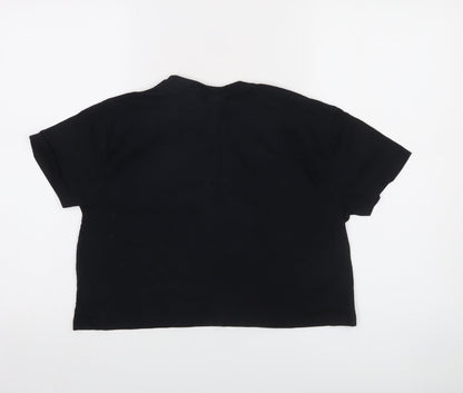 Ellesse Women's Black Cropped T-Shirt UK 10 Retro Sports Style