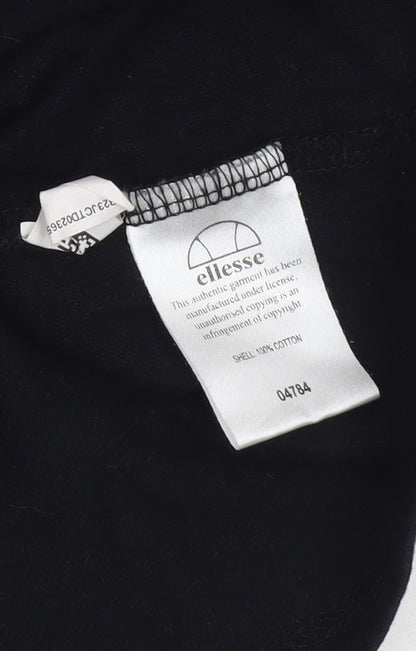 Ellesse Women's Black Cropped T-Shirt UK 10 Retro Sports Style