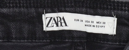 Zara Women Black Skinny Distressed Jeans Size 10 High Rise Denim