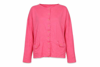 St. Bernard Women Pink Cotton Button-Up Long Sleeve Top One Size