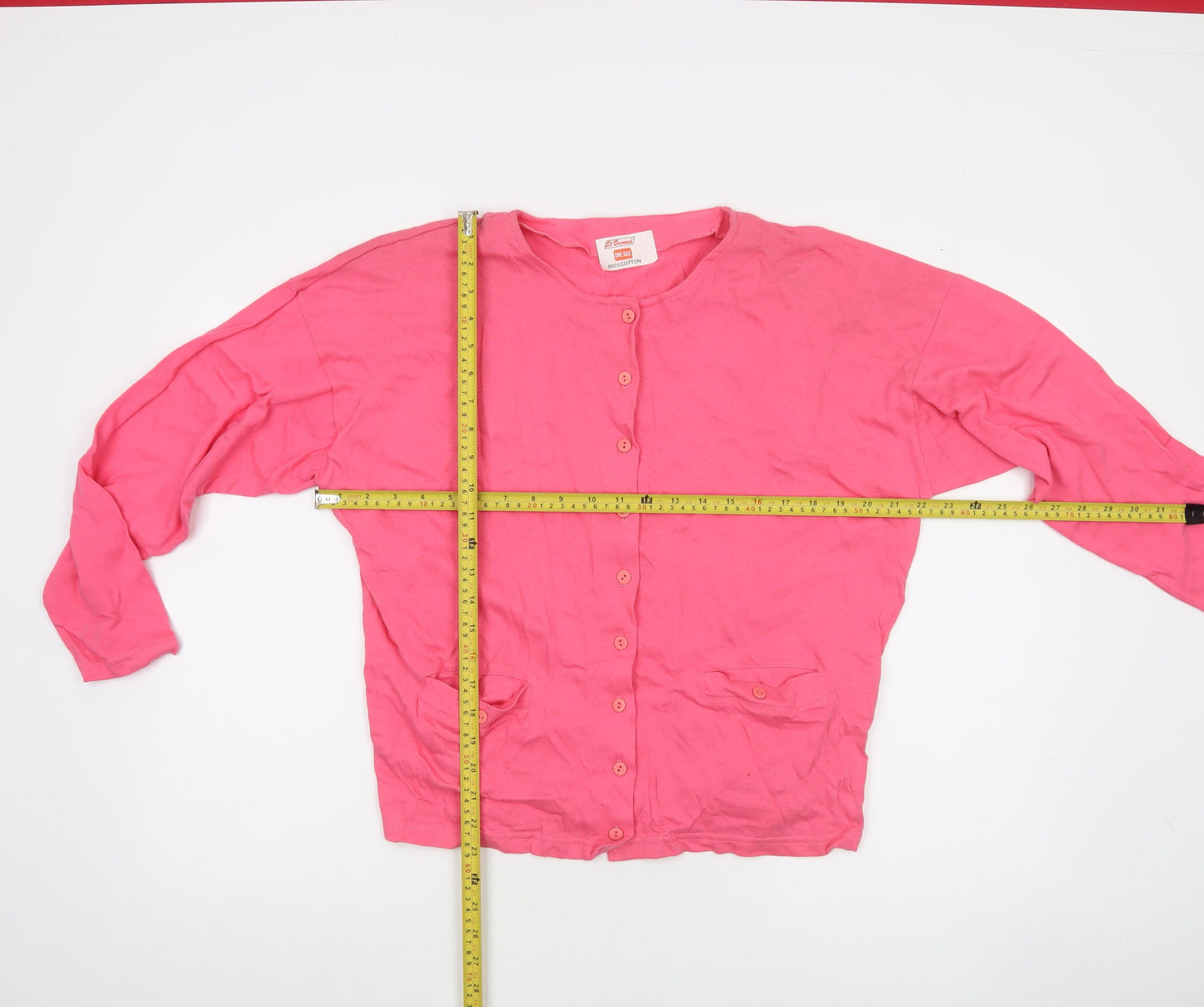 St. Bernard Women Pink Cotton Button-Up Long Sleeve Top One Size