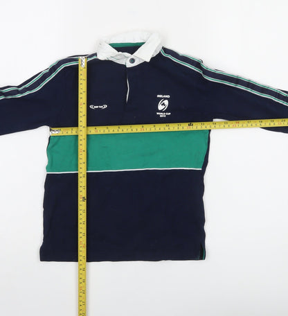 St. Bernard Boys Blue Ireland Rugby Polo Shirt 6-7 Years Long Sleeve Cotton