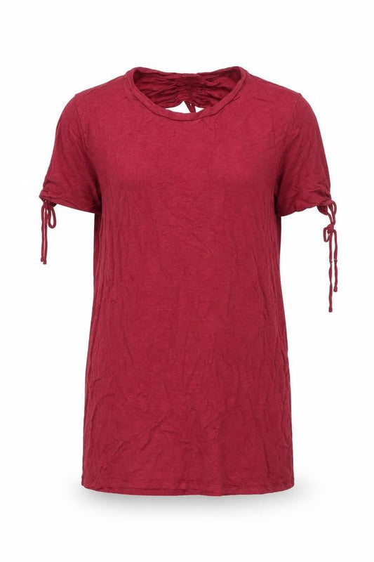 River Island Womens Red Cotton Modal Tie Sleeve T-Shirt Size M