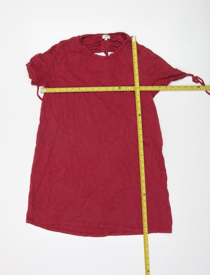 River Island Womens Red Cotton Modal Tie Sleeve T-Shirt Size M