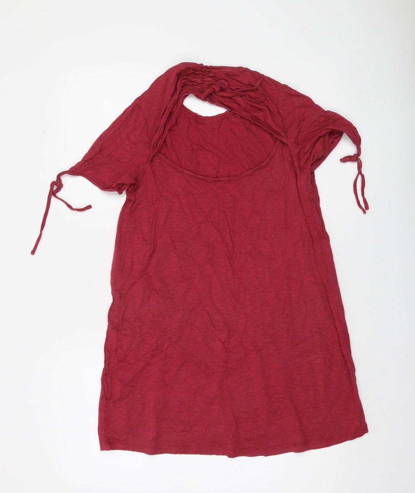 River Island Womens Red Cotton Modal Tie Sleeve T-Shirt Size M