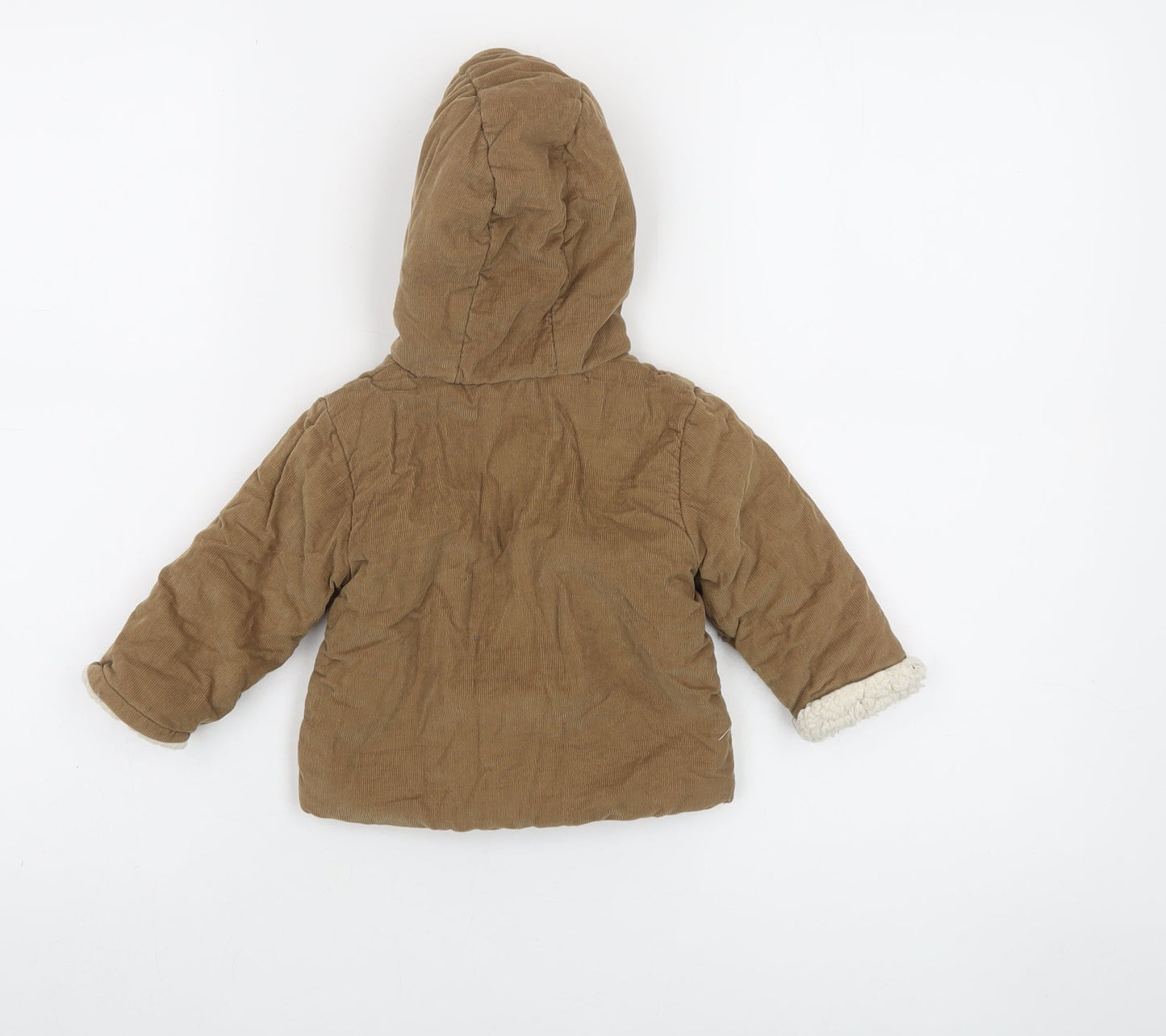 Next Unisex Baby Brown Corduroy Hooded Puffer Jacket 6-9 Months