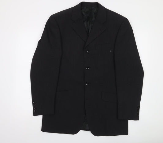 Remus Uomo Men's Black 38R Wool Blend Formal Blazer Jacket