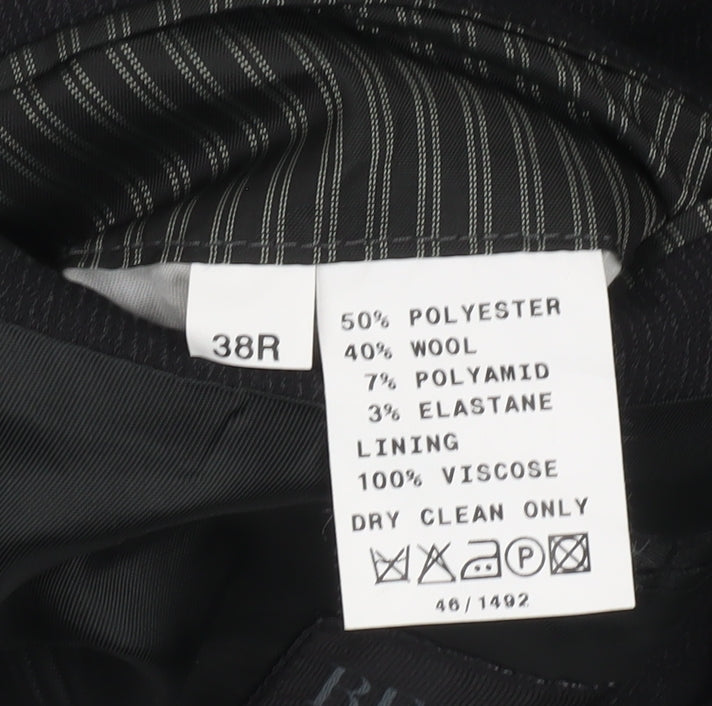 Remus Uomo Men's Black 38R Wool Blend Formal Blazer Jacket