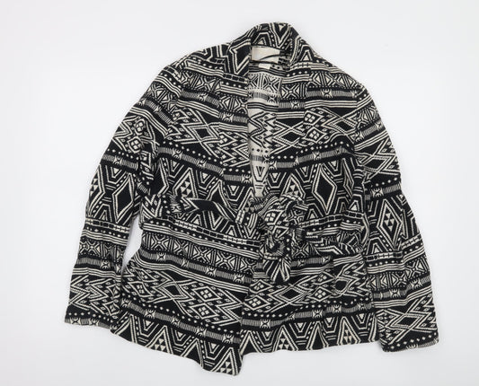 H&M Conscious Women’s Black & White Tribal Belted Cotton Jacket Size 10