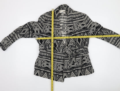 H&M Conscious Women’s Black & White Tribal Belted Cotton Jacket Size 10