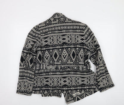 H&M Conscious Women’s Black & White Tribal Belted Cotton Jacket Size 10