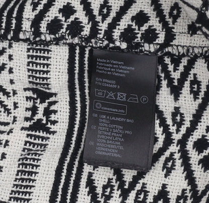 H&M Conscious Women’s Black & White Tribal Belted Cotton Jacket Size 10