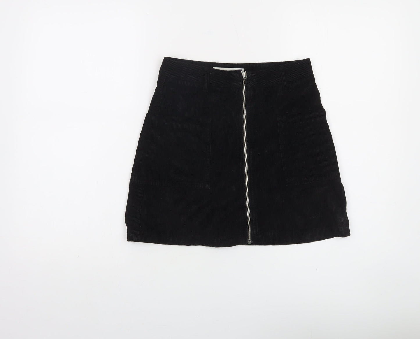 Moto Women’s Black Corduroy A-Line Mini Skirt Size 8