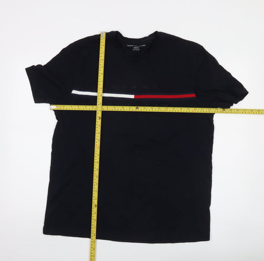 Tommy Hilfiger Men's Black XL Slim Fit Cotton Crew Neck T-Shirt