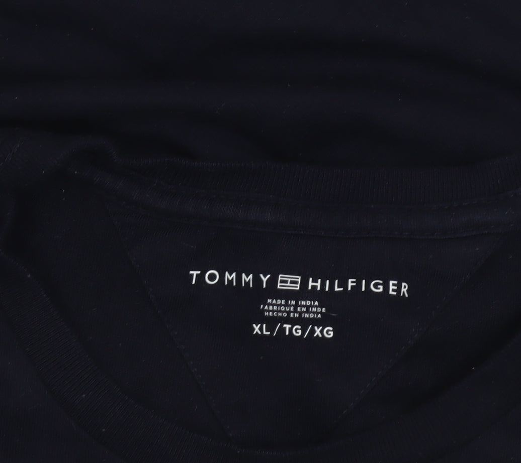 Tommy Hilfiger Men's Black XL Slim Fit Cotton Crew Neck T-Shirt