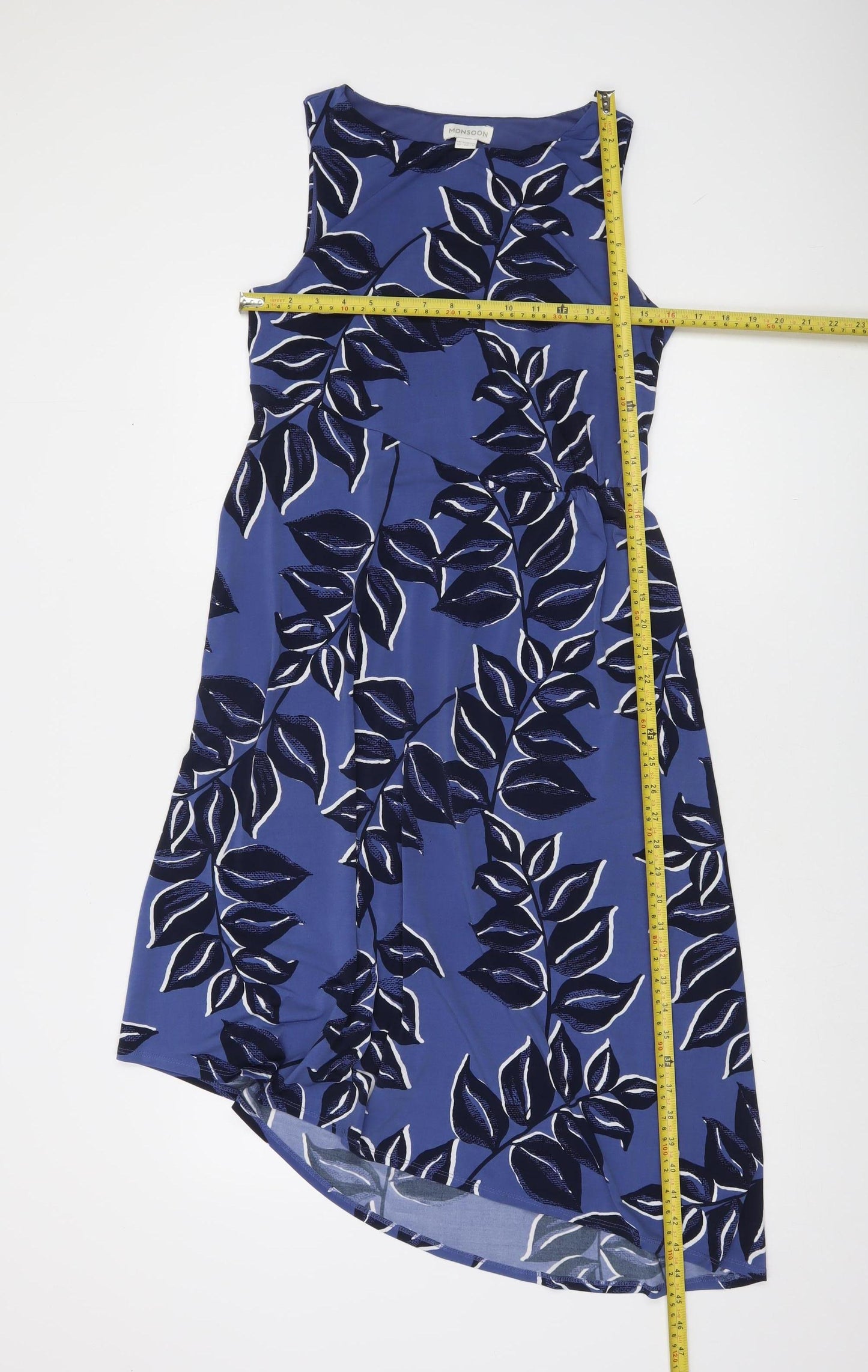 Monsoon Women Blue Floral A-Line Sleeveless Dress Size 12