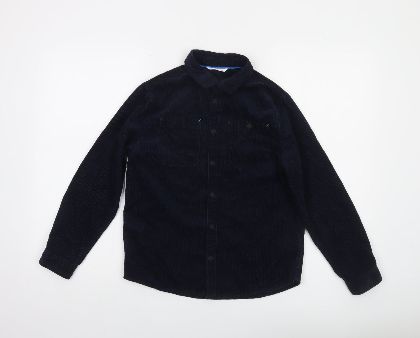 Marks and Spencer Boys Blue Corduroy Button-Up Shirt 10-11 Years