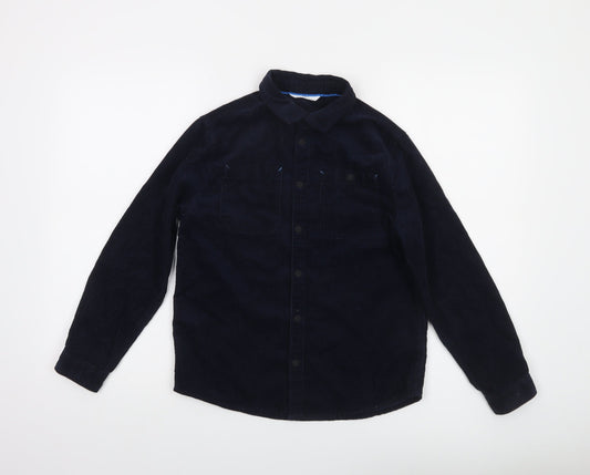 Marks and Spencer Boys Blue Corduroy Button-Up Shirt 10-11 Years