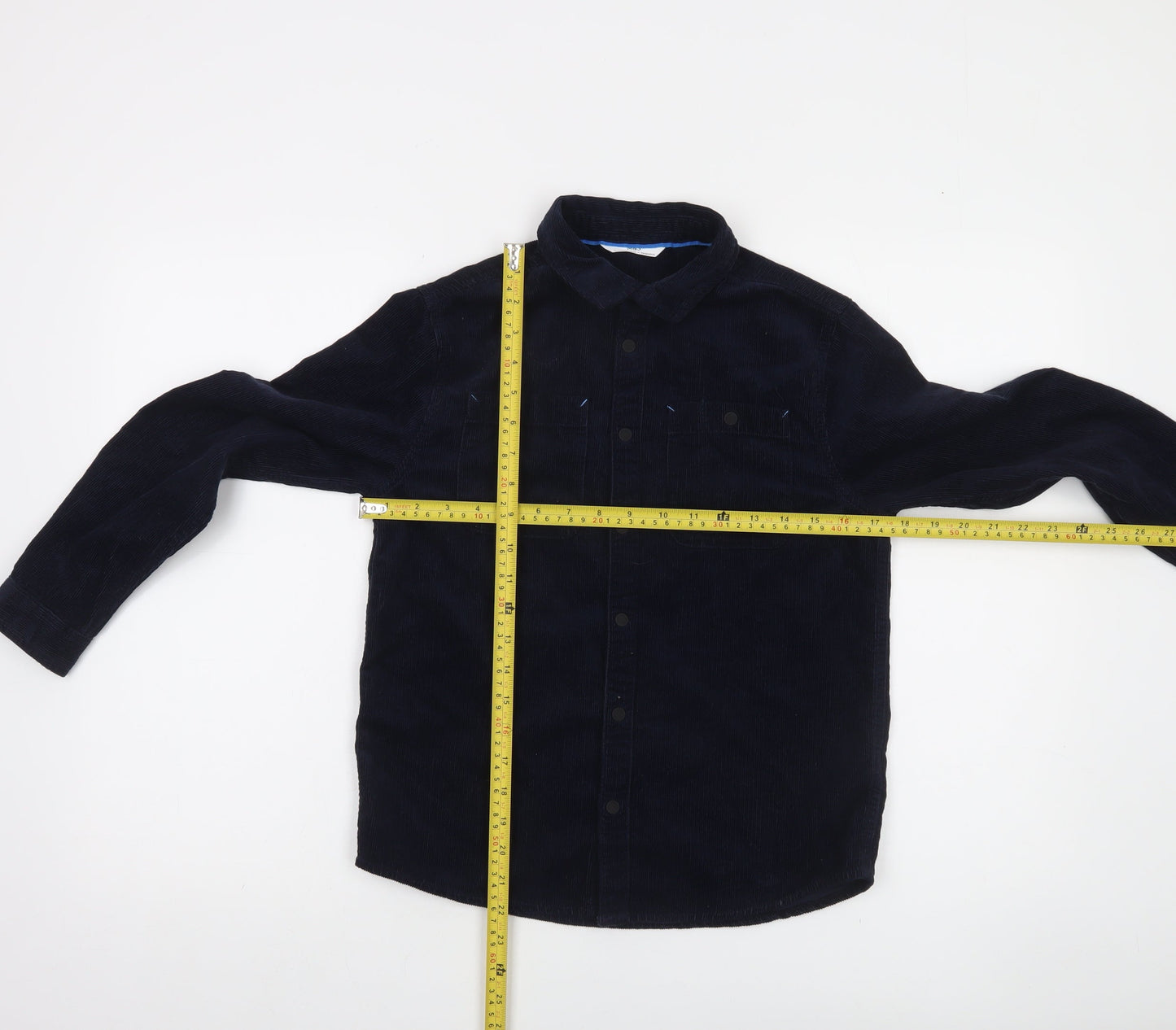 Marks and Spencer Boys Blue Corduroy Button-Up Shirt 10-11 Years