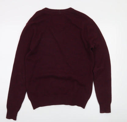 Jack Wills Mens Red XS V-Neck Merino Wool Jumper