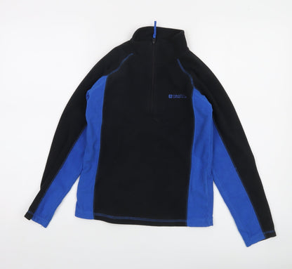 Mountain Warehouse Boys Black Blue Fleece 1/4 Zip Pullover Sweatshirt 9-10 Years