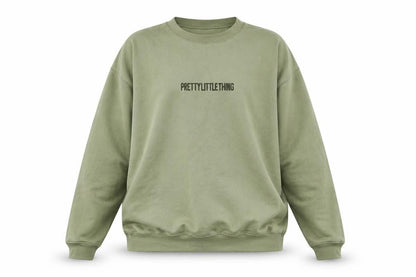 PrettyLittleThing Men Green Logo Pullover Sweatshirt L Regular