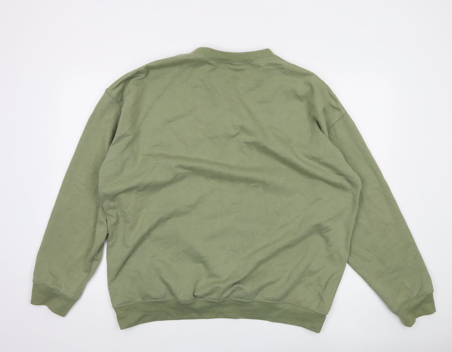 PrettyLittleThing Men Green Logo Pullover Sweatshirt L Regular